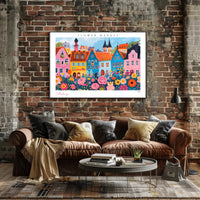Colorful Flower Market Scene Poster PosterGoat