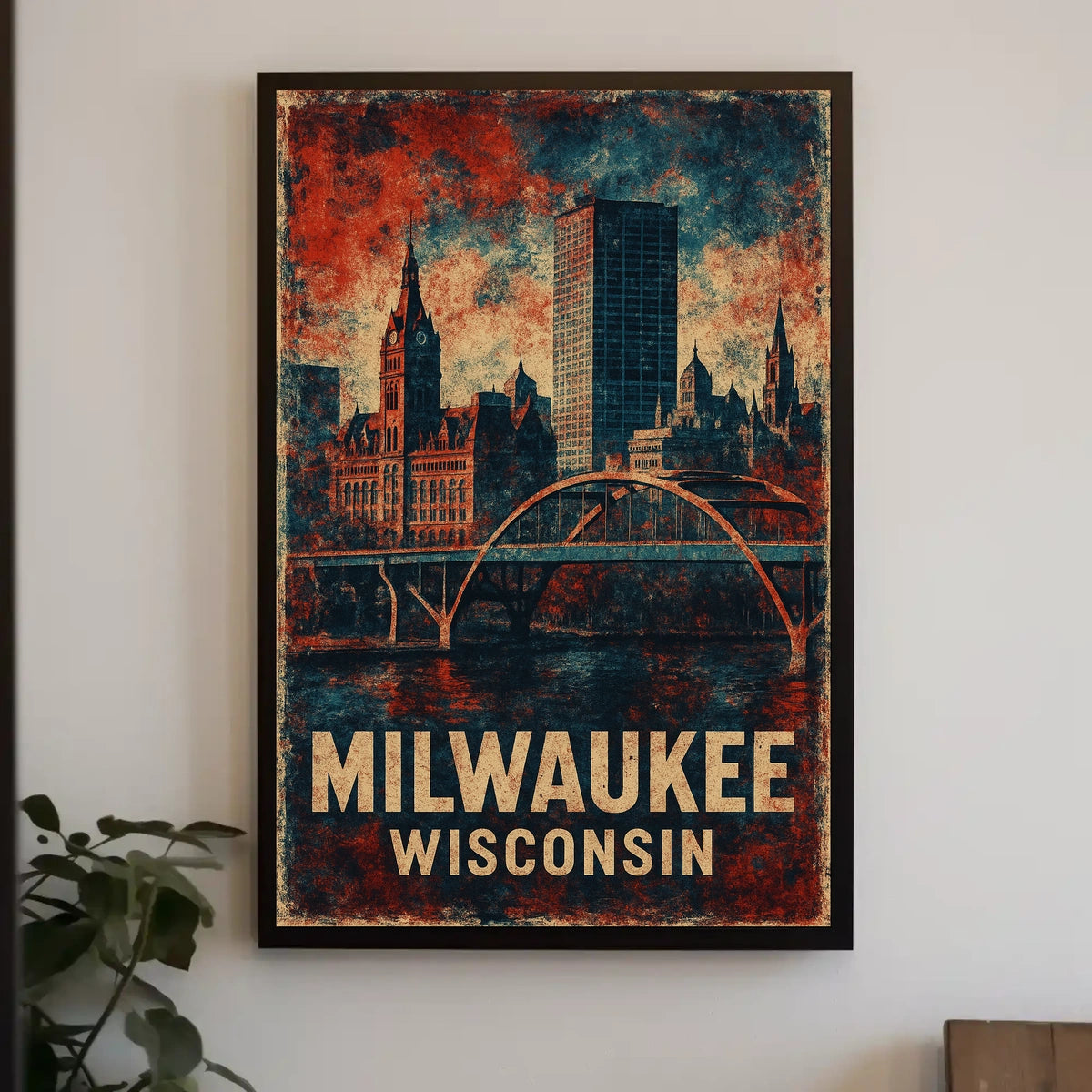 Milwaukee Vintage Architecture Skyline Collectors Poster