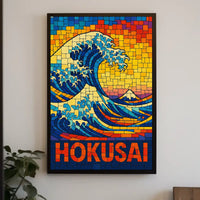 Hokusai Wave Mosaic Poster