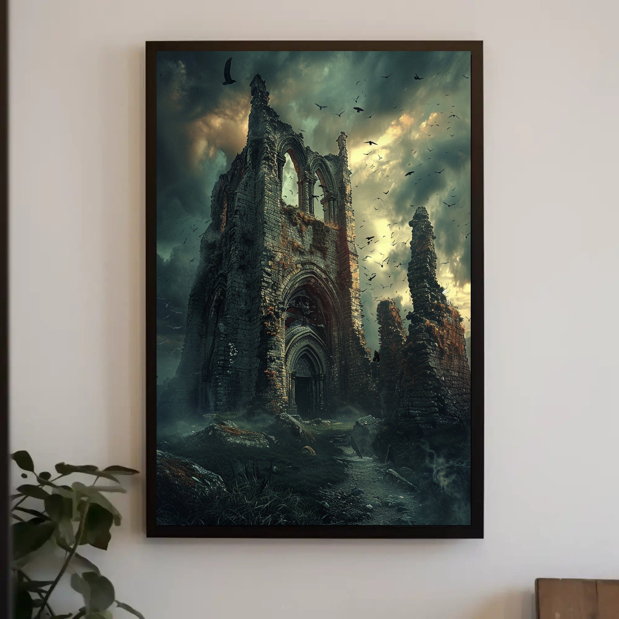 Gothic Ruins Eerie Dark Fantasy Poster PosterGoat