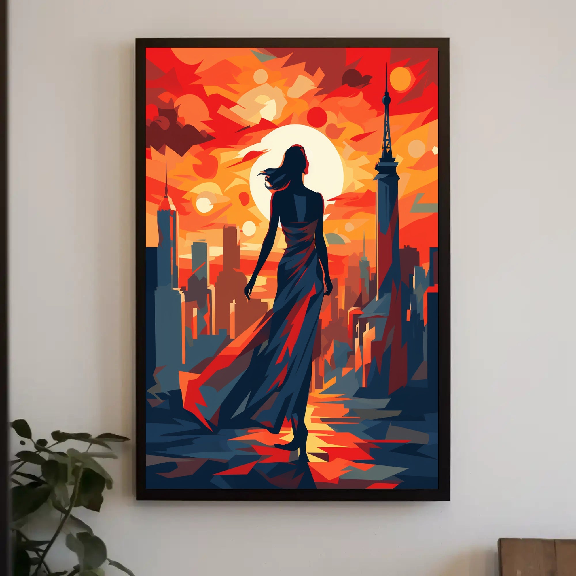 Sunset Silhouette In The City Poster