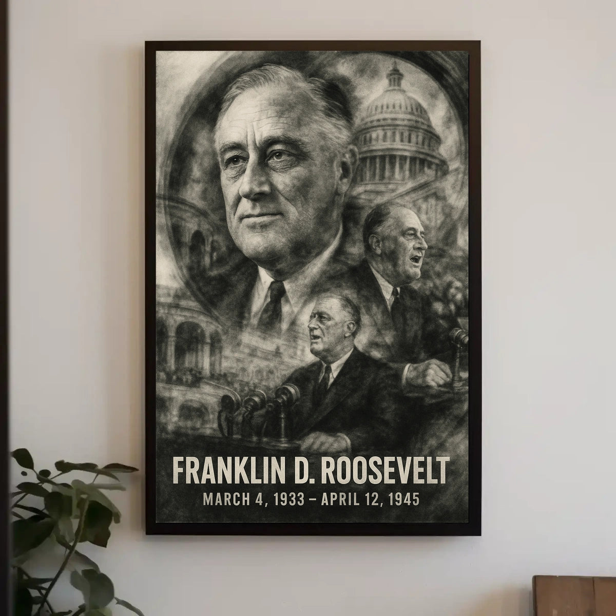 Franklin D. Roosevelt 32nd President of the United States Double Exposure Poster