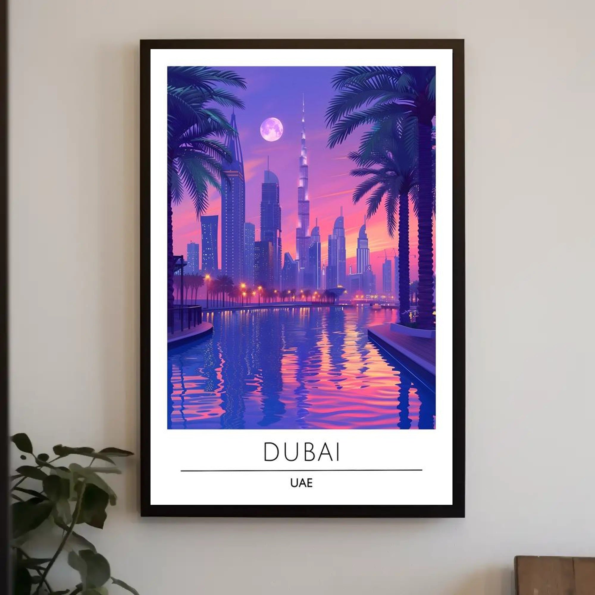 Dubai Skyline Sunset: Luxurious Urban or Cityscape Poster