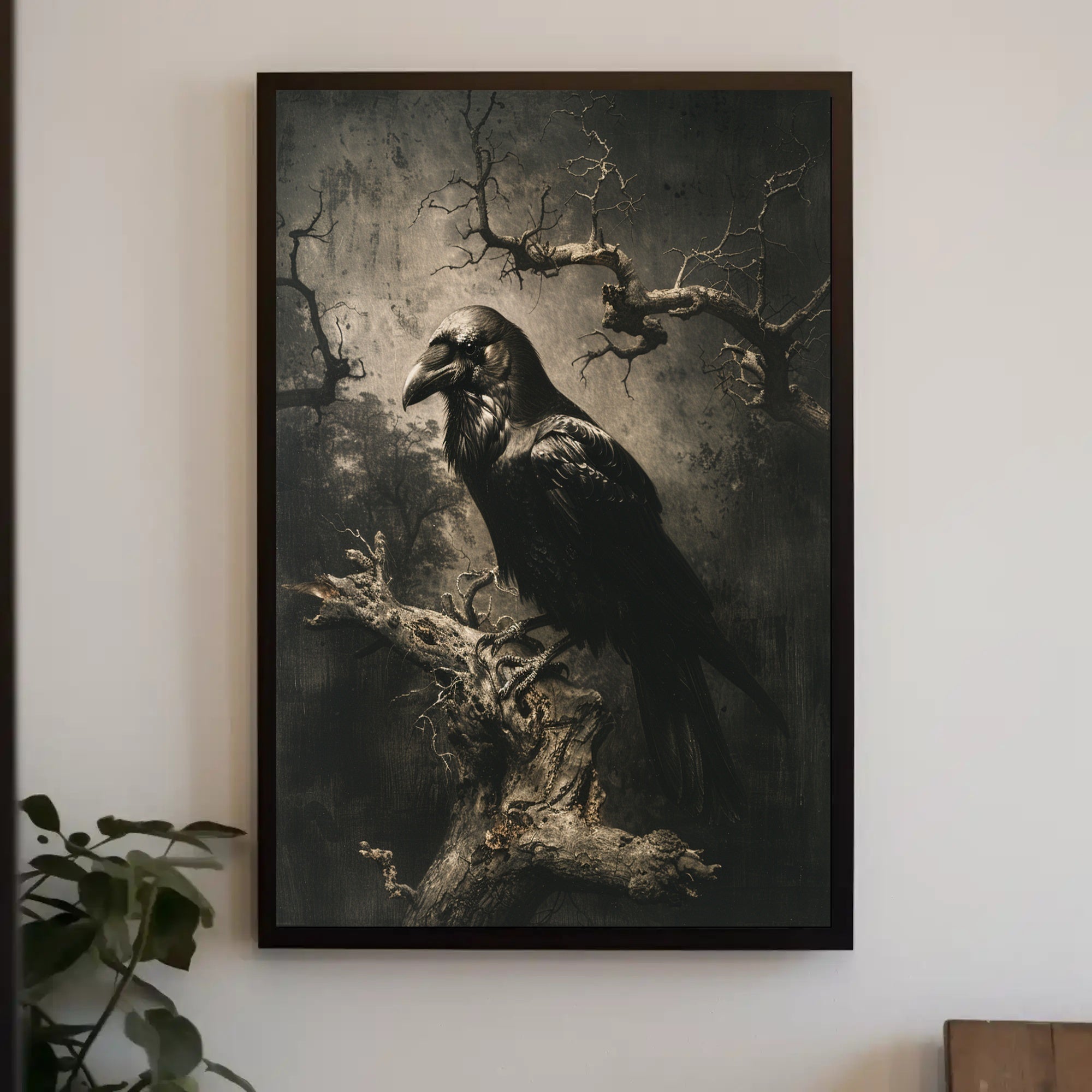 The Watchful Raven Art Print Poster for Home Decor and Nature Lovers PosterGoat
