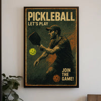 Pickleball Action Retro Sports Poster PosterGoat