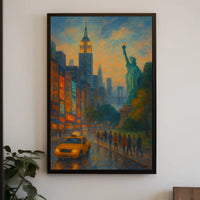 New York City Dusk Iconic Landmarks Poster Modern Wall Art