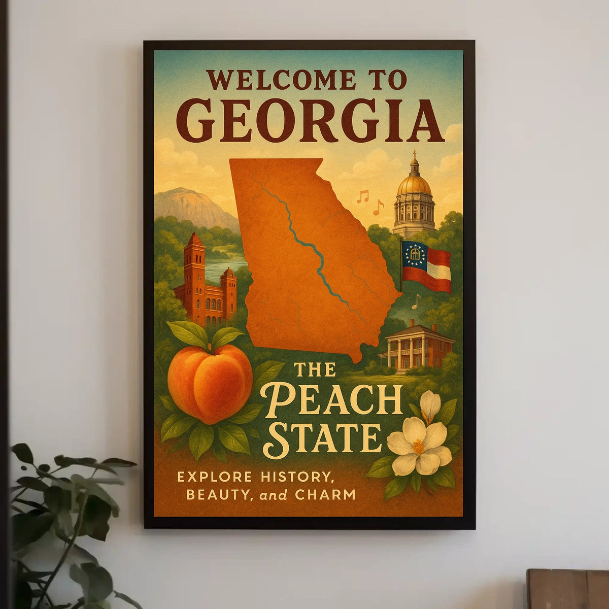 Georgia Peach State Scenic Home Decor Poster