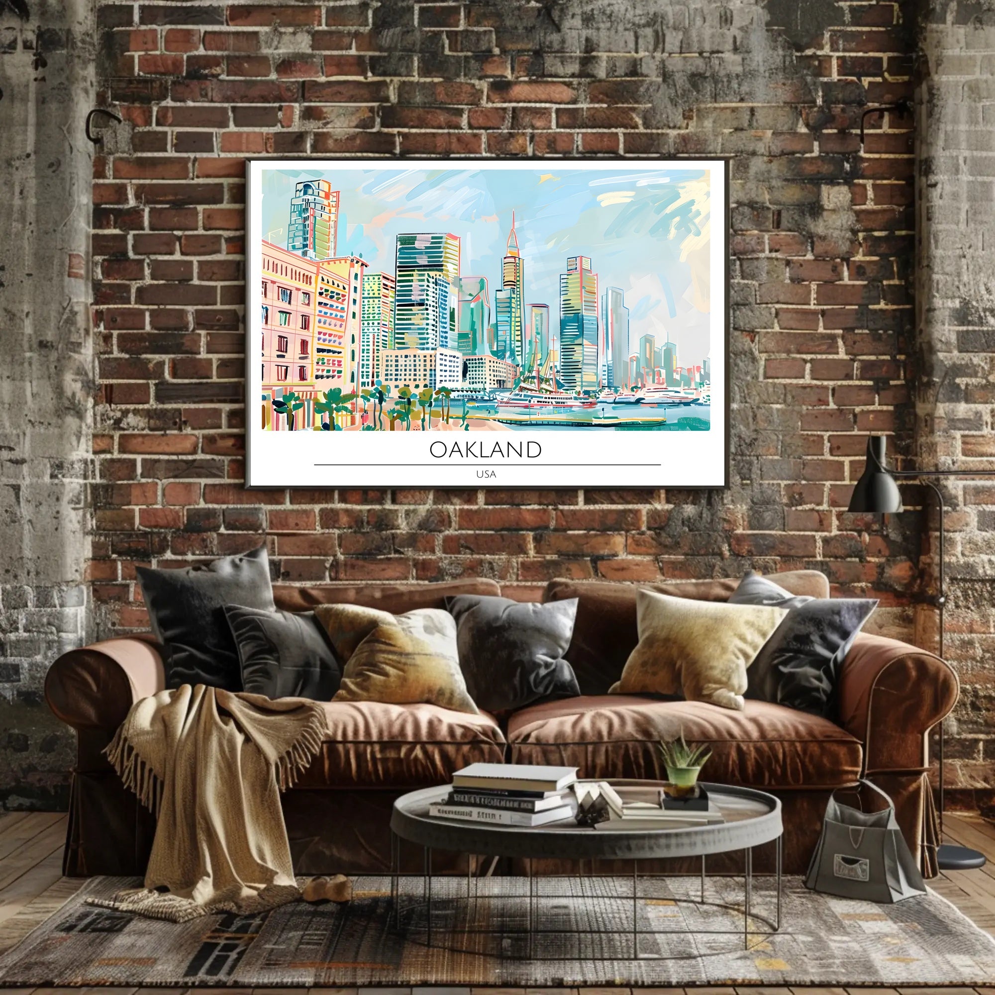 Oakland Skyline Illustration Poster PosterGoat