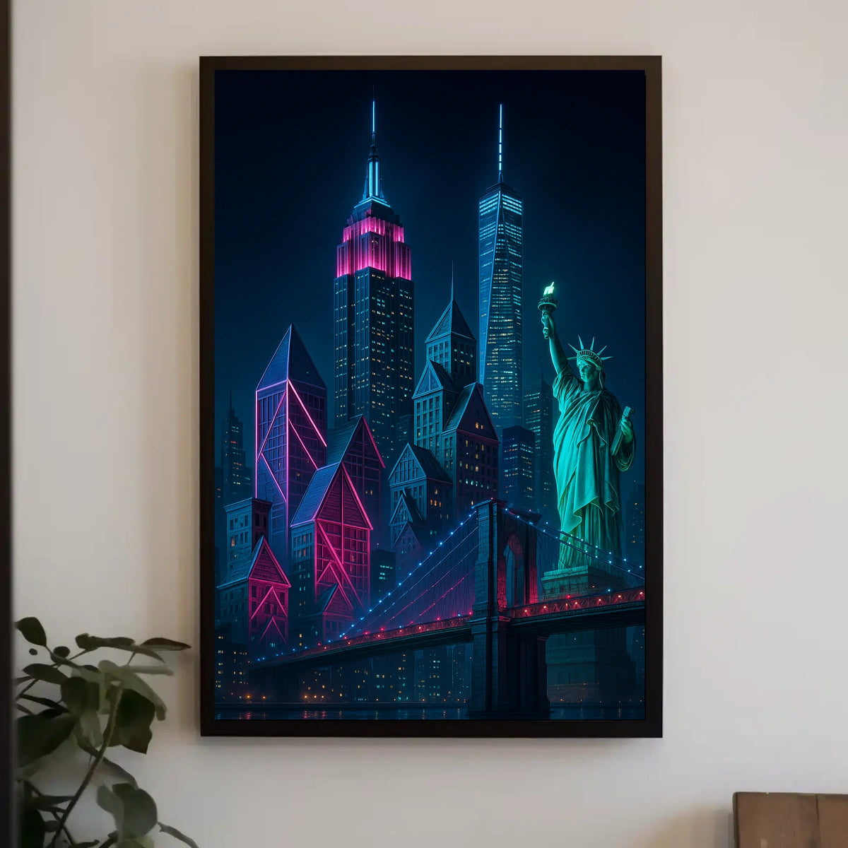 Neon Dreams Of New York Poster Cyberpunk Cityscape Urban