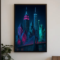 Neon Dreams Of New York Poster Cyberpunk Cityscape Urban