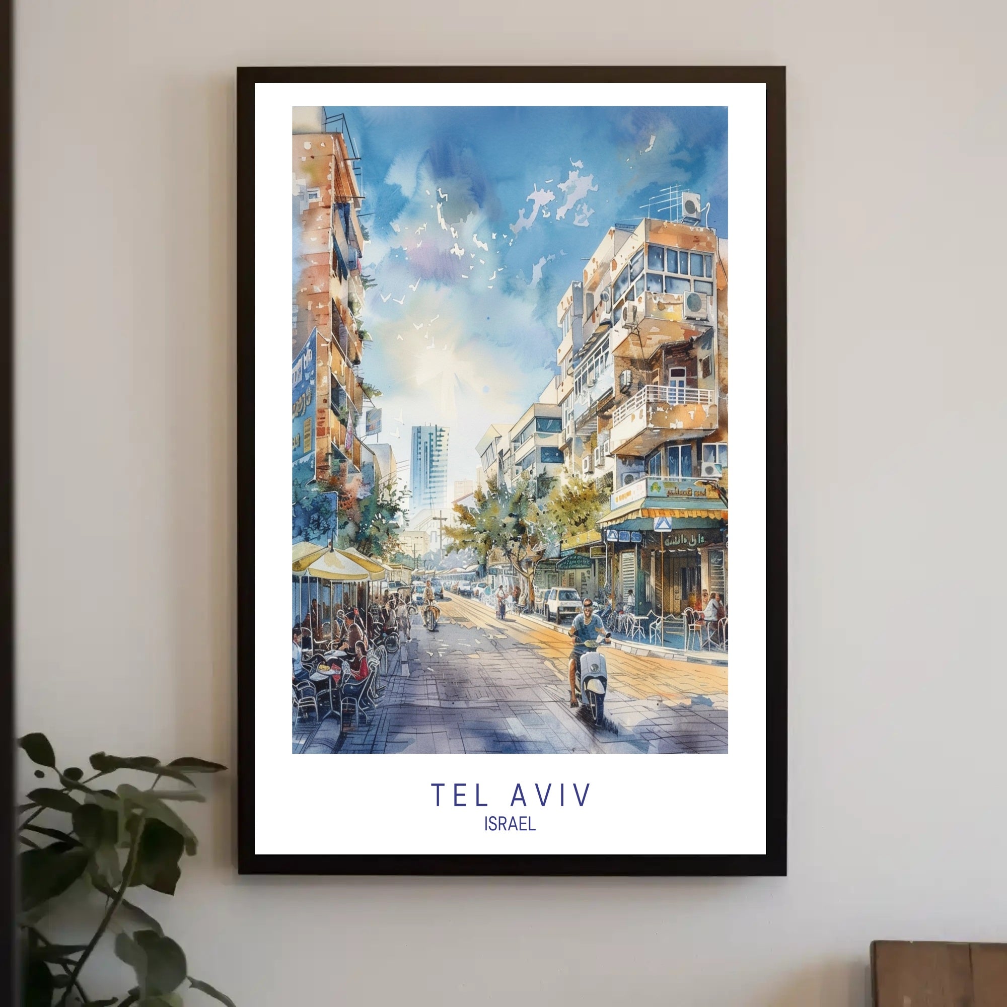 Tel Aviv Street Scene Poster PosterGoat