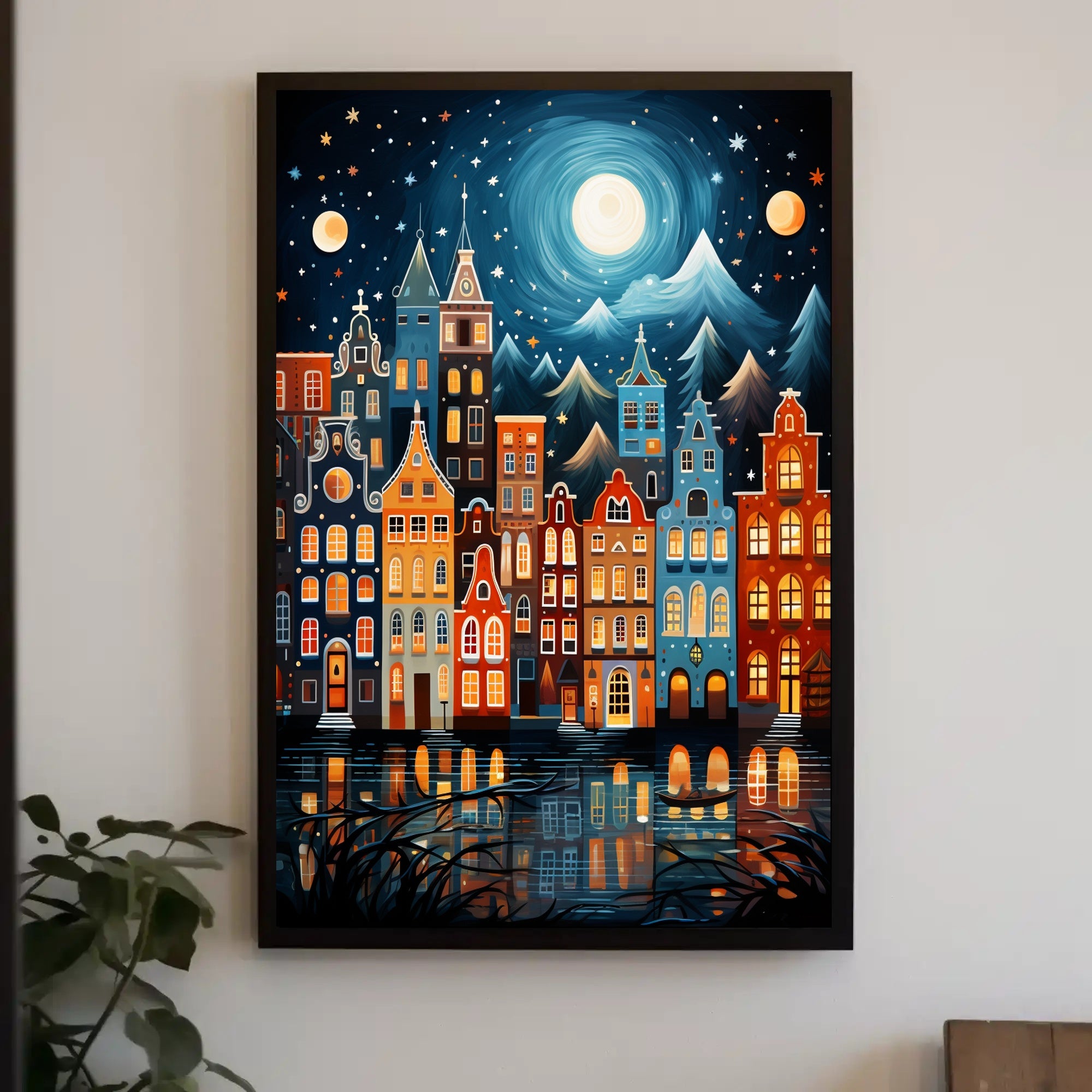 Enchanted Cityscape By Moonlight Poster