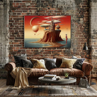 Whimsical Castle Fantasy Scene Surreal Art Poster