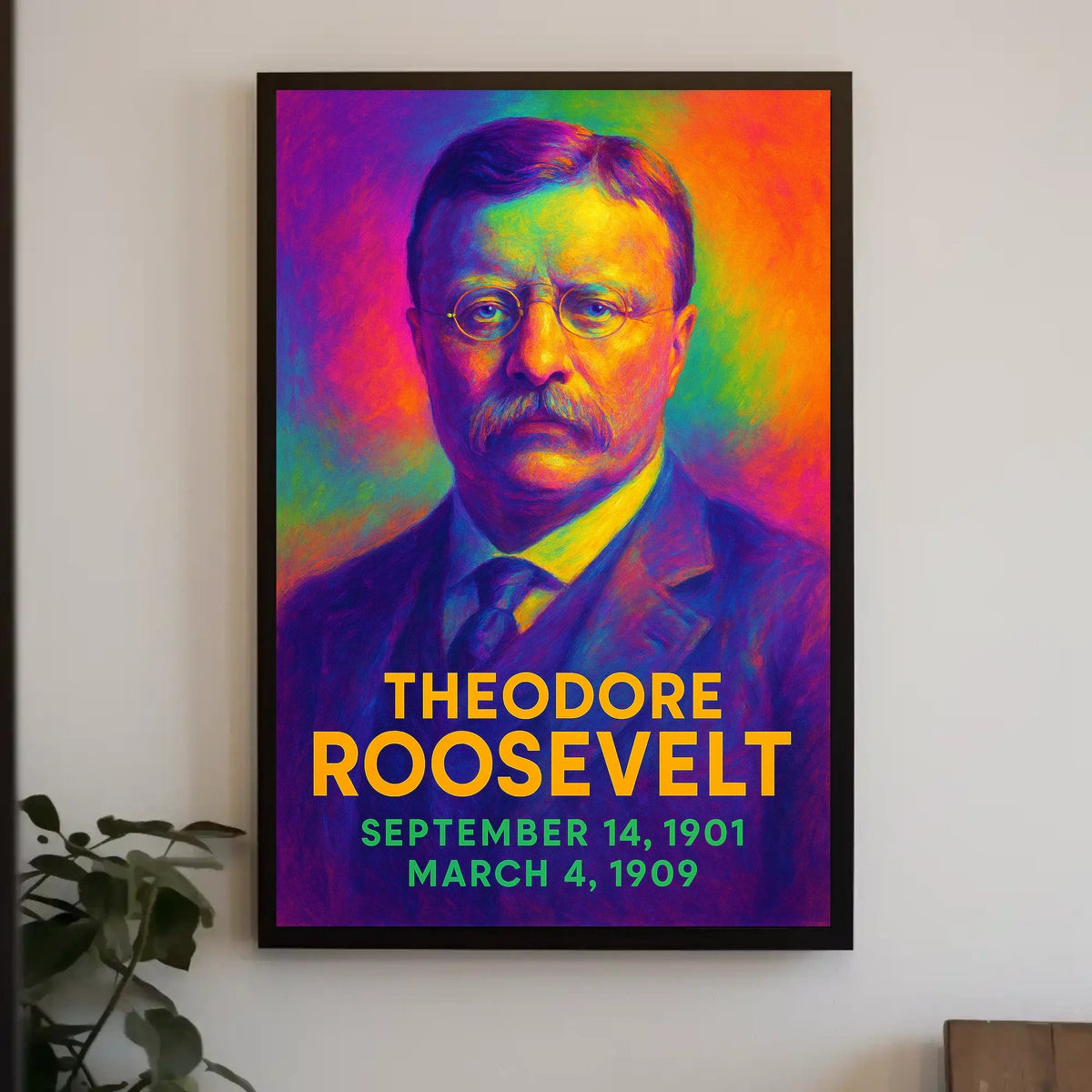 Theodore Roosevelt 26th President of the United States Neon Gradient Overlay Poster