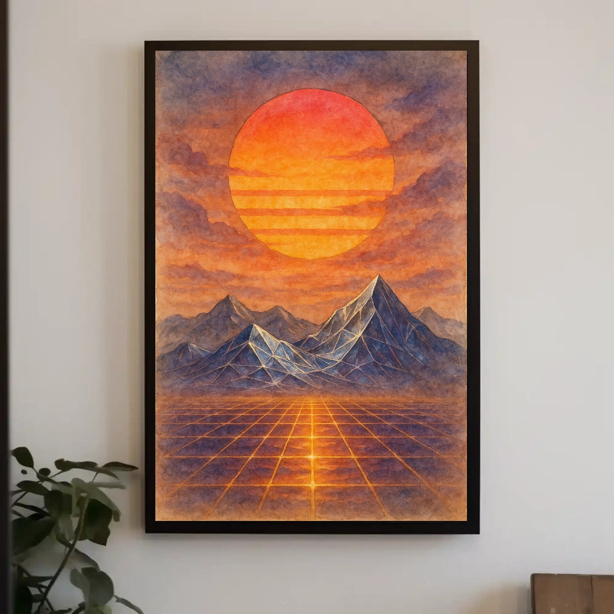 Surreal Radiant Sun Retro-Futuristic Sci-Fi Poster
