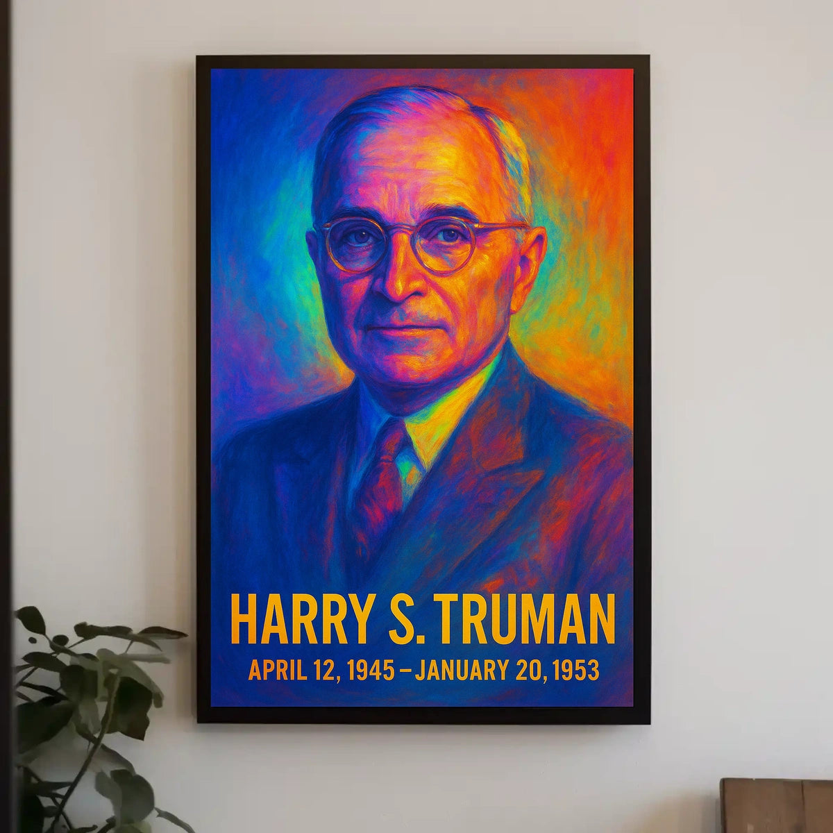 Harry S. Truman 33rd President of the United States Neon Gradient Overlay Poster