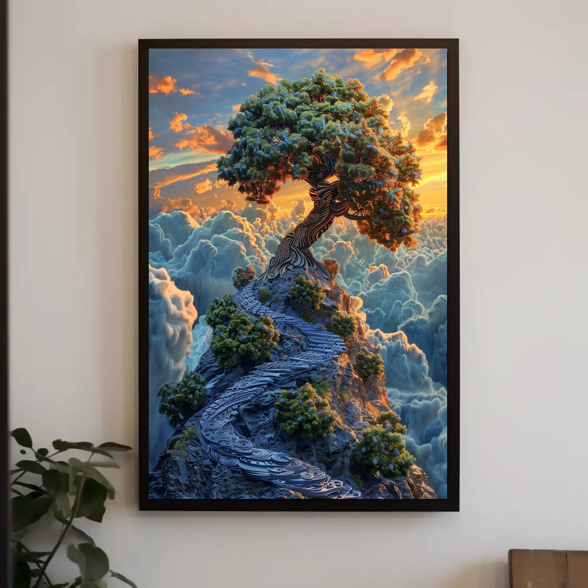Majestic Tree atop Clouds: Fantasy or Mythology Poster PosterGoat