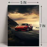 Sunset Drive Red Sports Car Poster