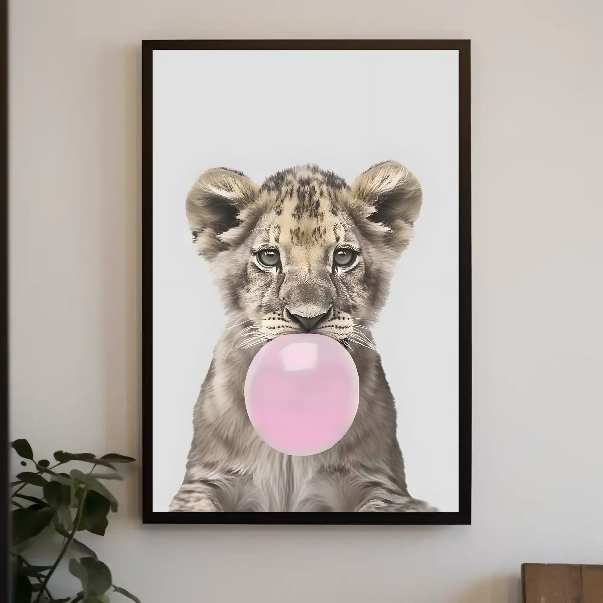 Bubble-Blowing Lion Cub Poster