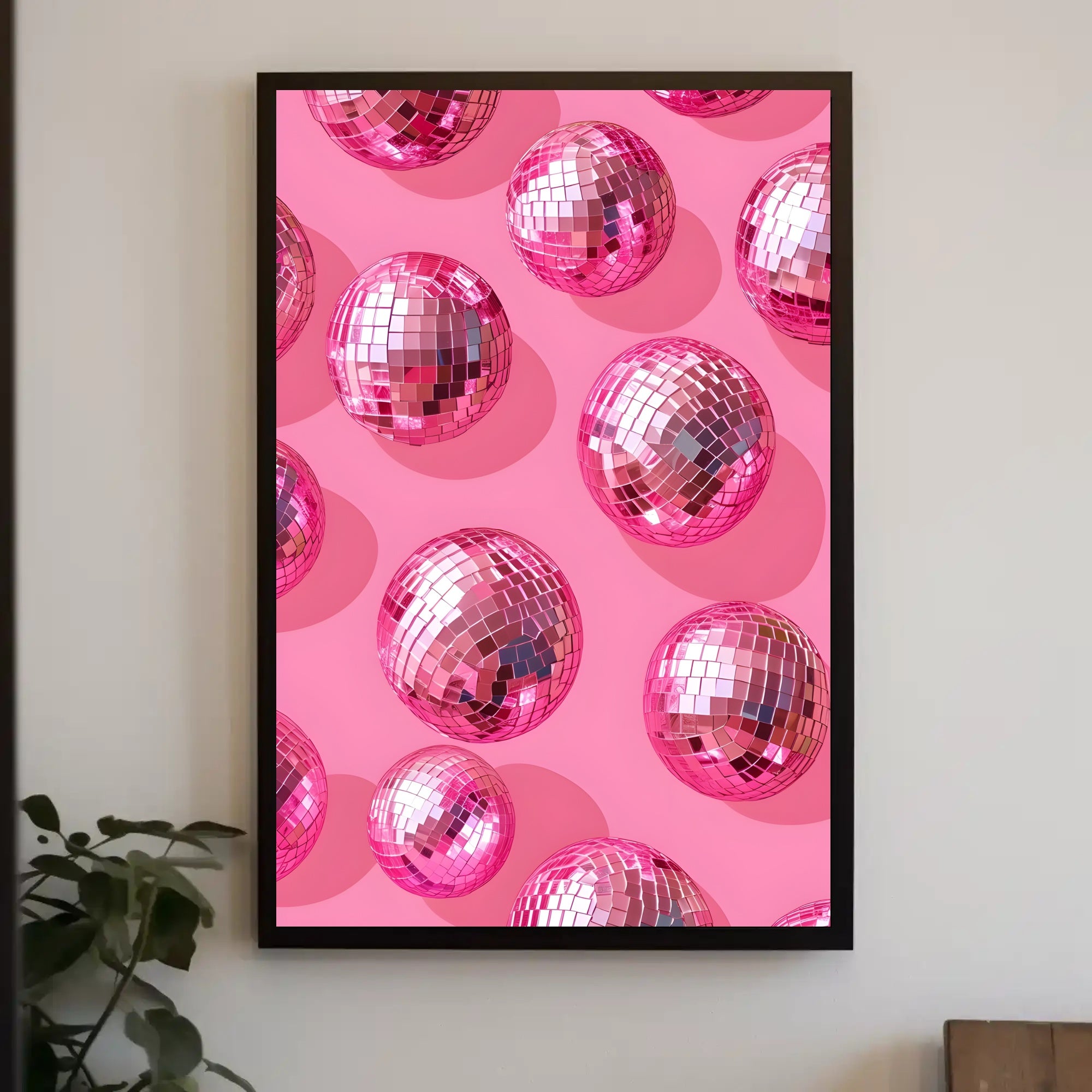 Pink Disco Balls Pattern Art Print - Abstract or Artistic Poster PosterGoat
