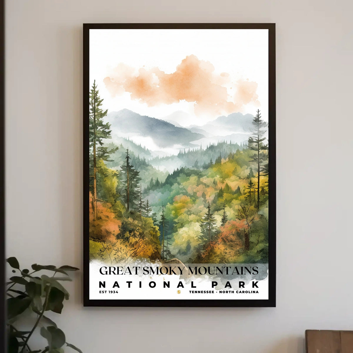 Great Smoky Mountains Watercolor Wall Art Poster