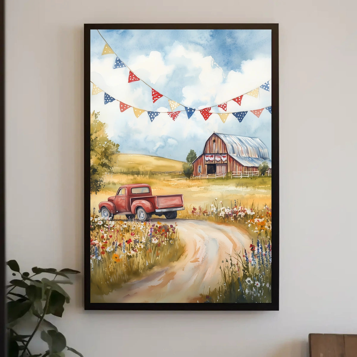 Vintage Pickup Truck Abstract Art Print Wall Decor Poster