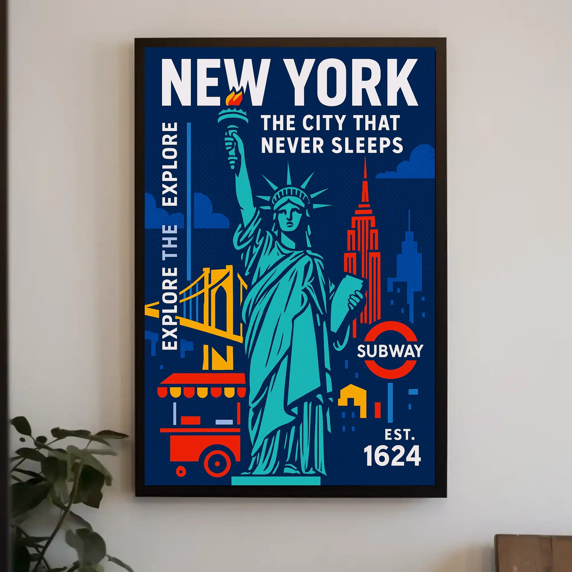 Explore New York City in Vibrant Urban Cityscape Poster