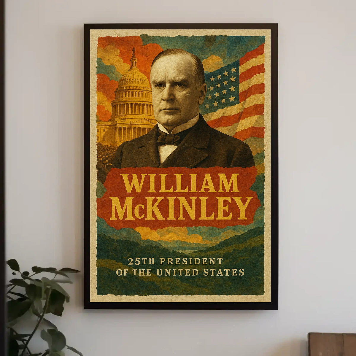William McKinley 25th President of the United States Layered Digital Collage Poster