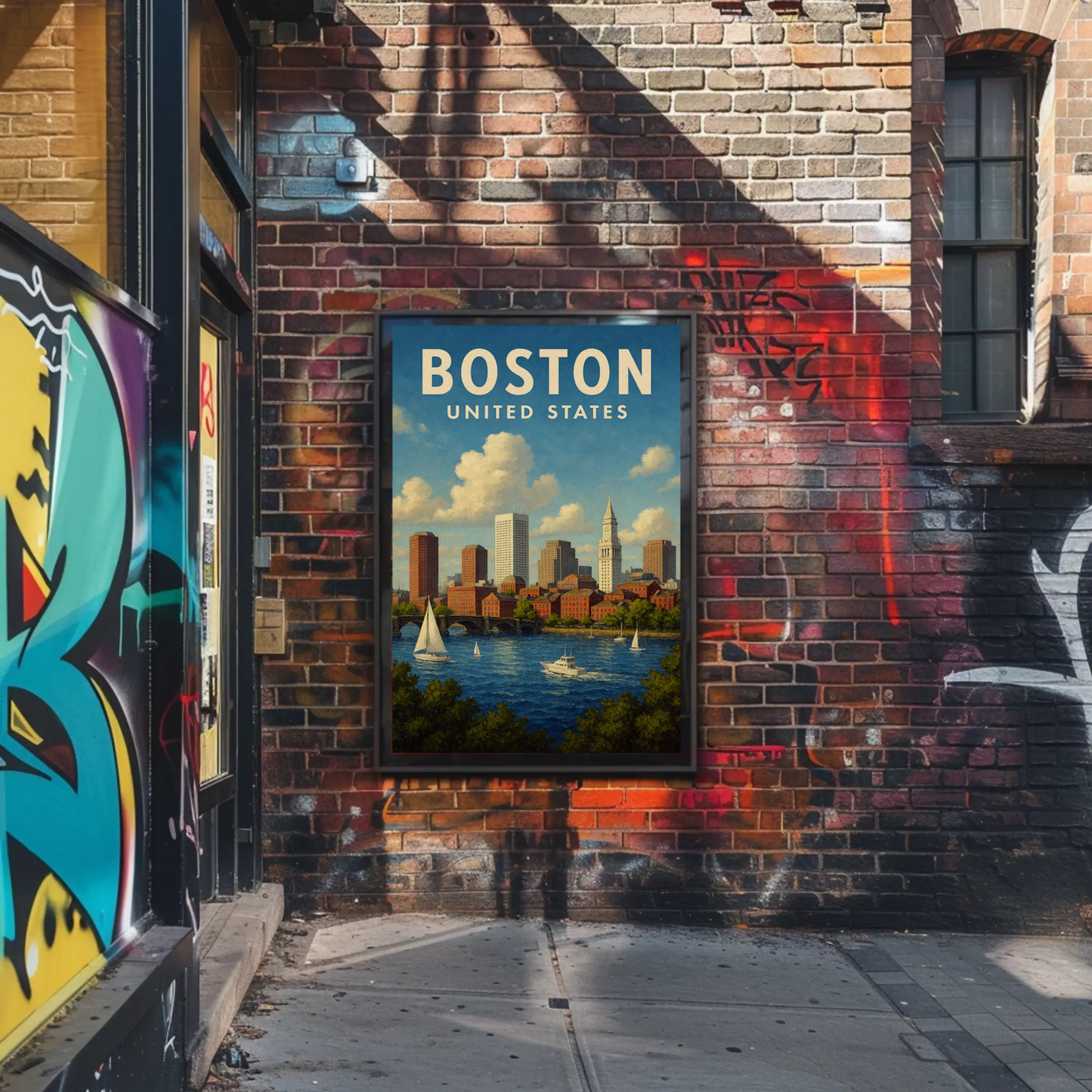 Boston United States Sailboats And Skyline Travel Poster