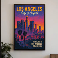 Los Angeles Skyline Vintage Illustration Urban or Cityscape Poster