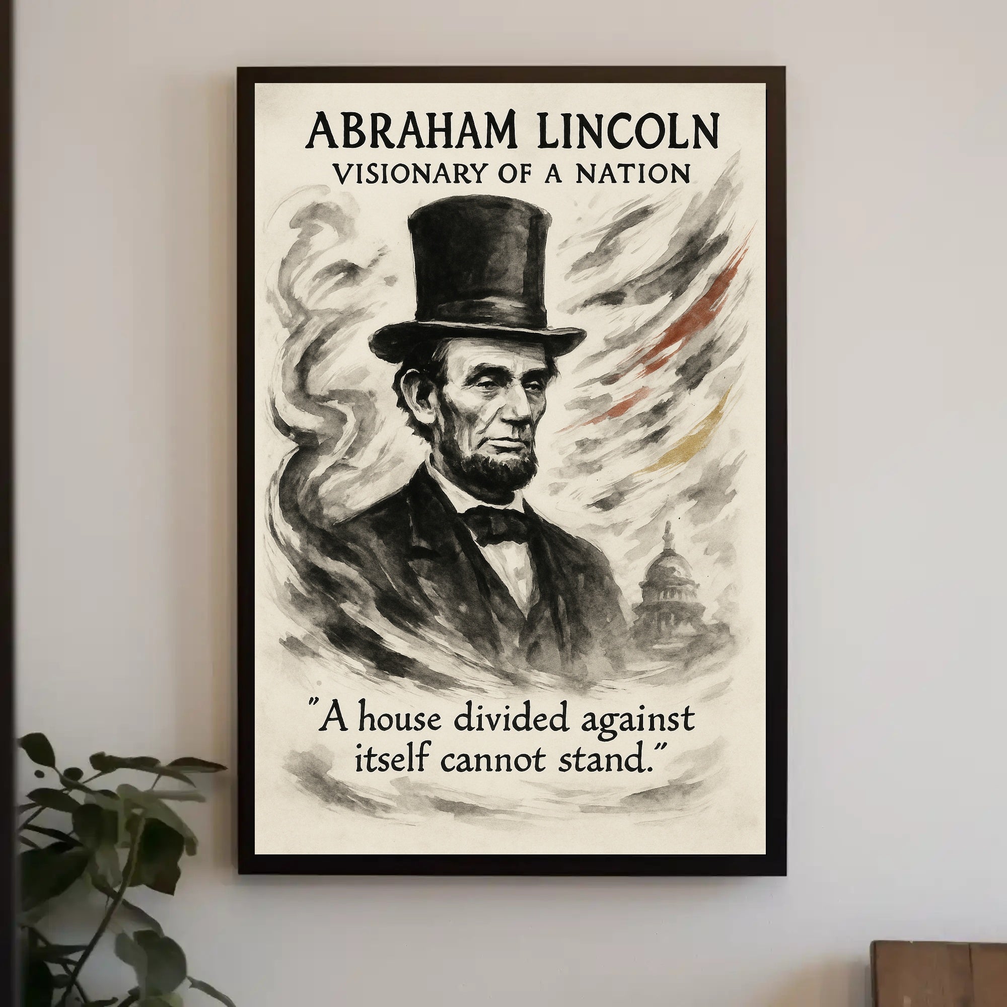 Abraham Lincoln Vintage Watercolor Historical-Presidential Poster PosterGoat