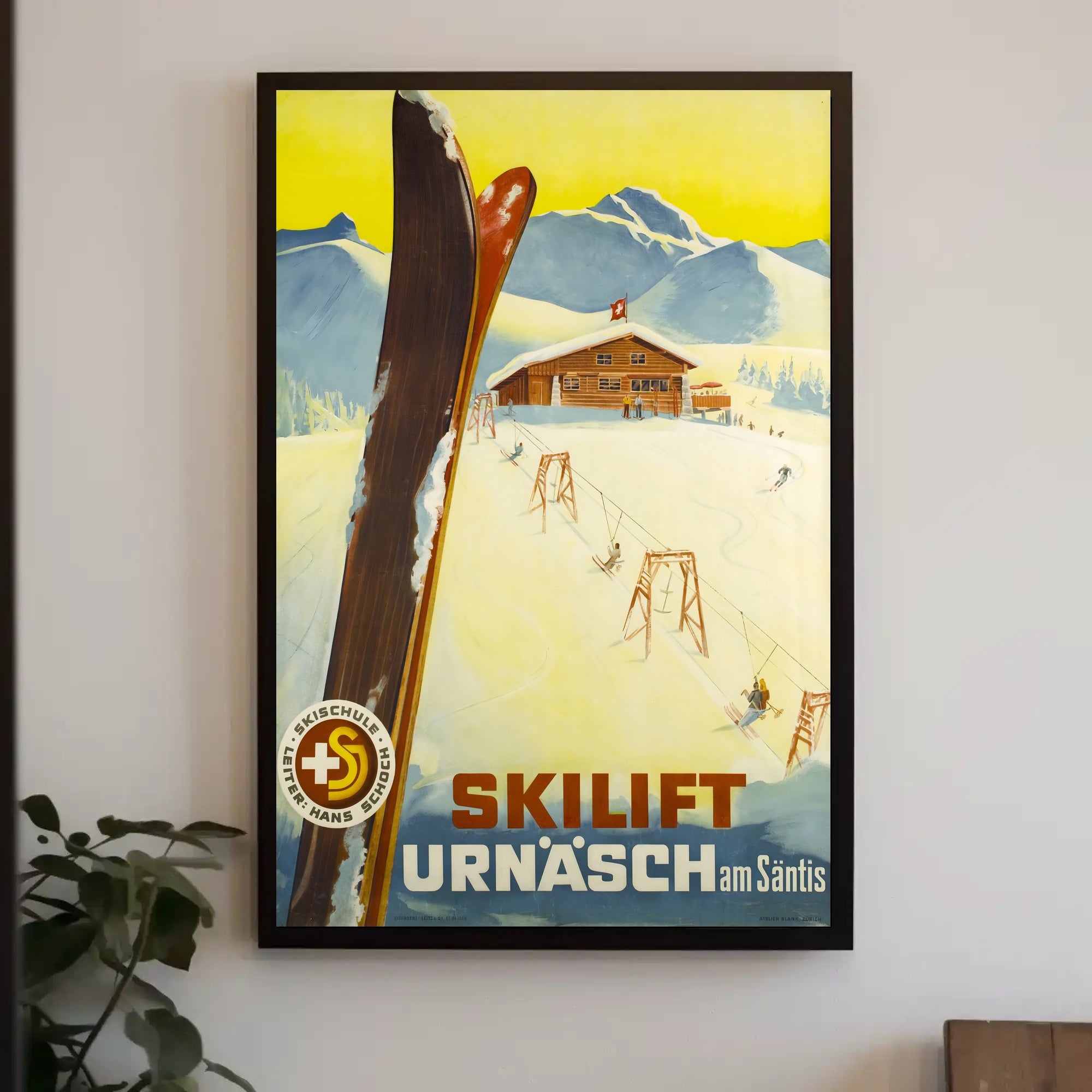 Skiing Adventure at UrnΓ€sch am SΓ€ntis Poster PosterGoat