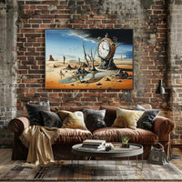 Surreal Landscape Art Poster with Pocket Watch and Nature Fusion