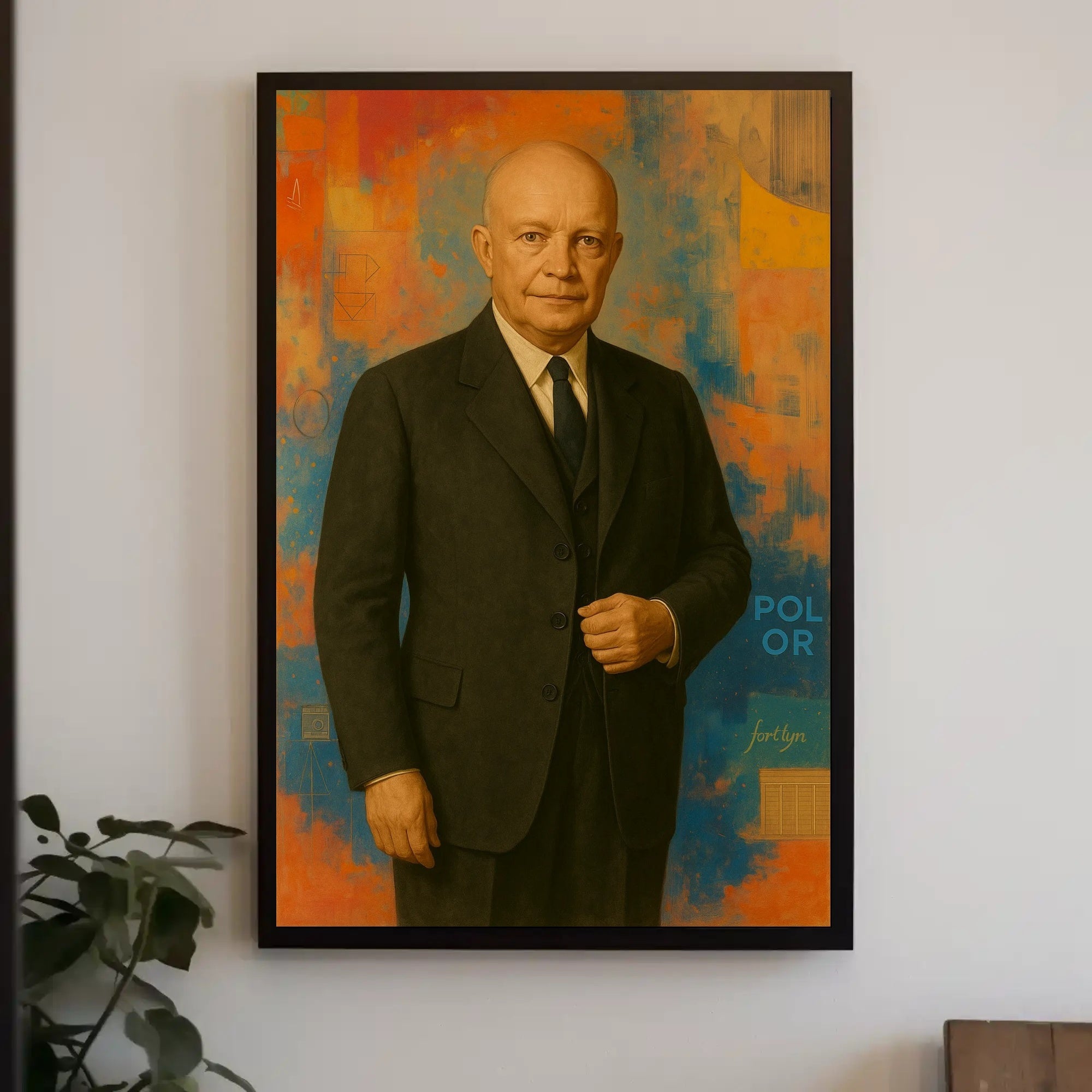 Confident Man in Suit: Abstract Artistic or Pop Culture Poster