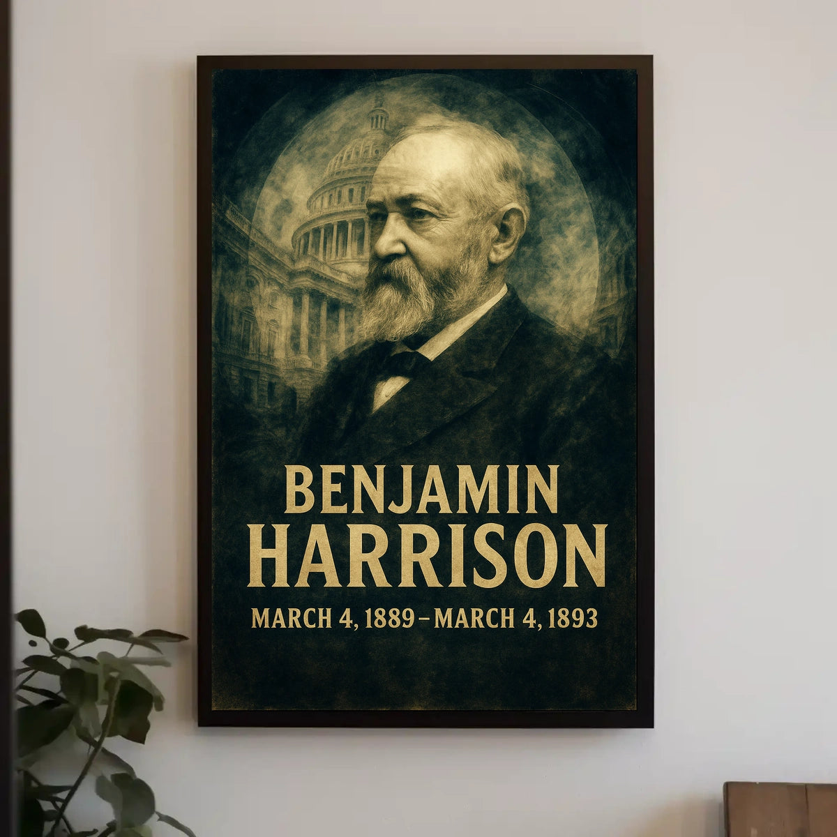 Benjamin Harrison 23rd President of the United States Double Exposure Poster