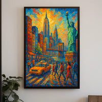 New York Cityscape Art Print Vibrant Impressionist For Home