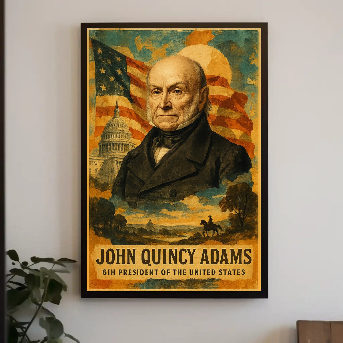 John Quincy Adams 6th President of the United States Layered Digital Collage Poster