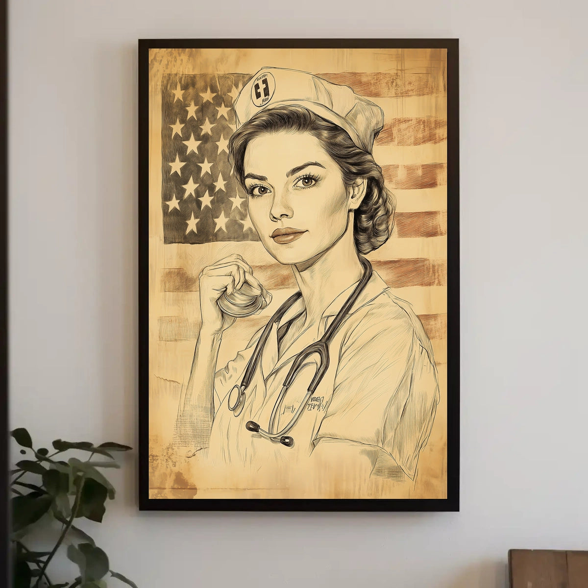 sketch of a nurse Poster
