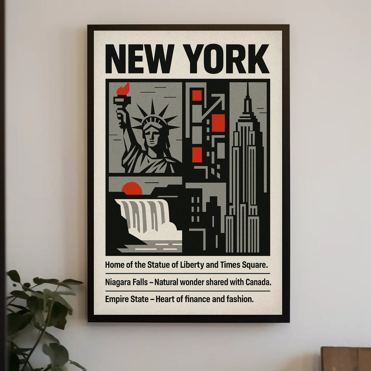 New York Landmarks Poster Modern Travel Skyline Wall Art