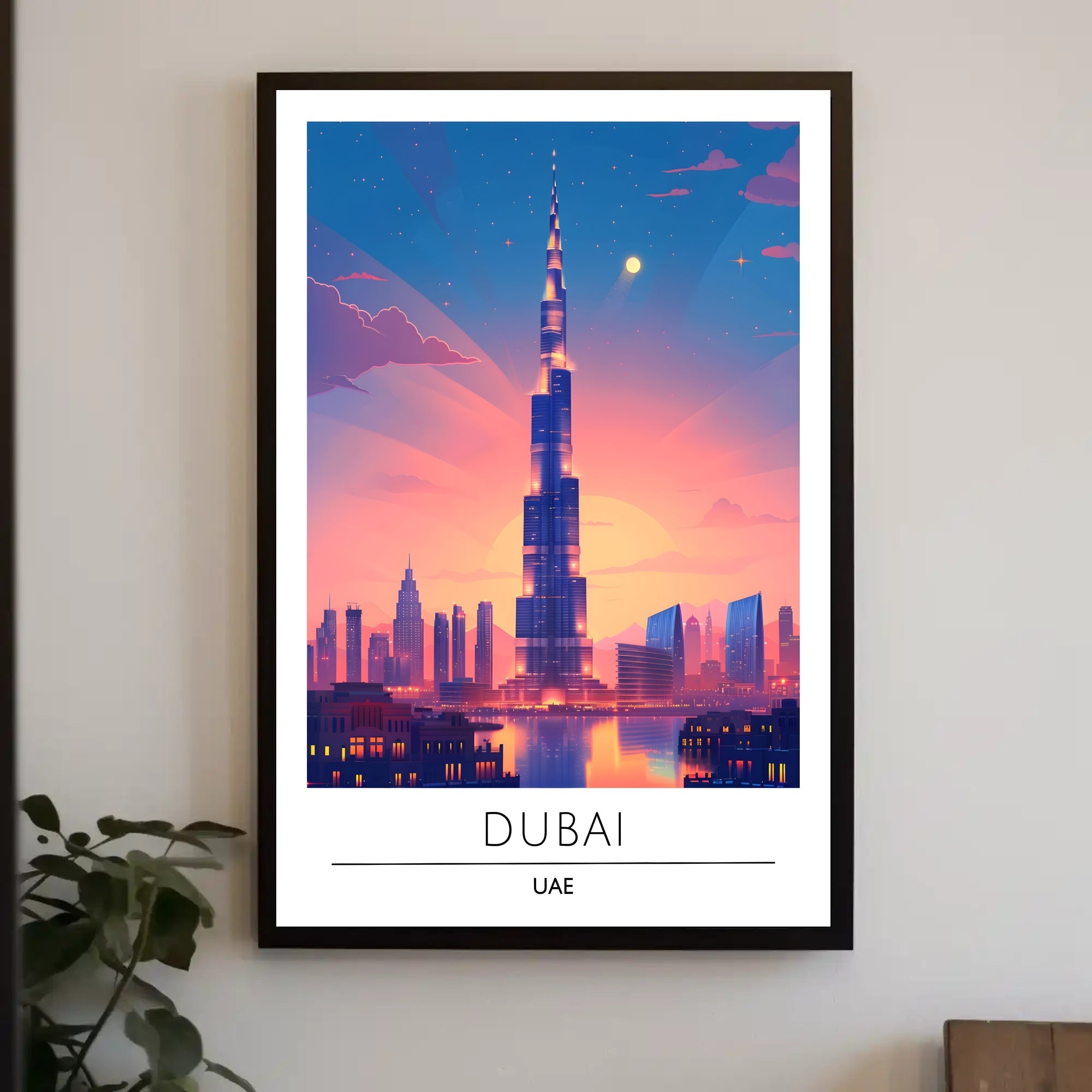 Dubai Sunset Burj Khalifa Urban Cityscape Poster