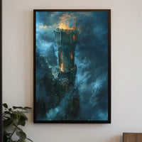 Towering Fortress in Majestic Mountains - Fantasy or Mythology Poster PosterGoat