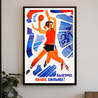 Dynamic Female Athlete Vintage Sports Propaganda Poster