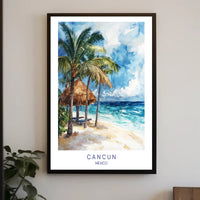 Serene Cancun Beach Watercolor Scene Travel Poster PosterGoat