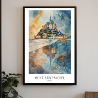 Mont Saint-Michel Watercolor Art: Travel Poster PosterGoat