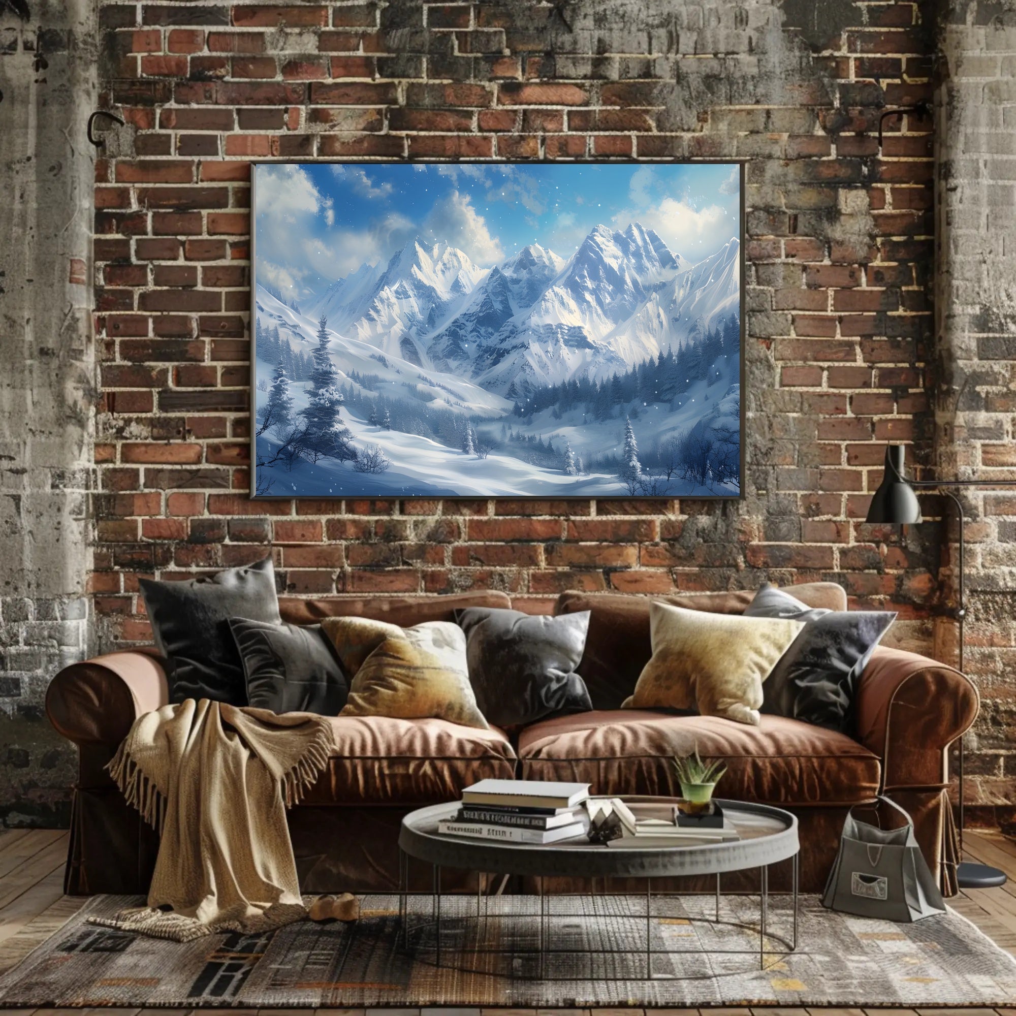 Majestic Winter Mountains Poster