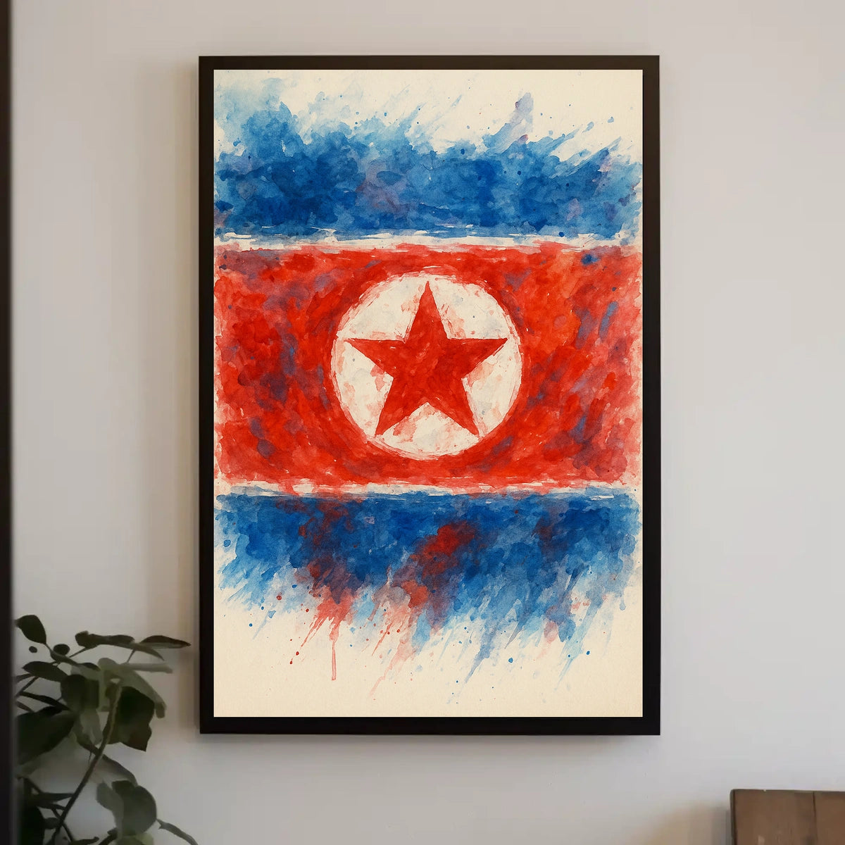 Abstract North Korean Flag Abstract Poster