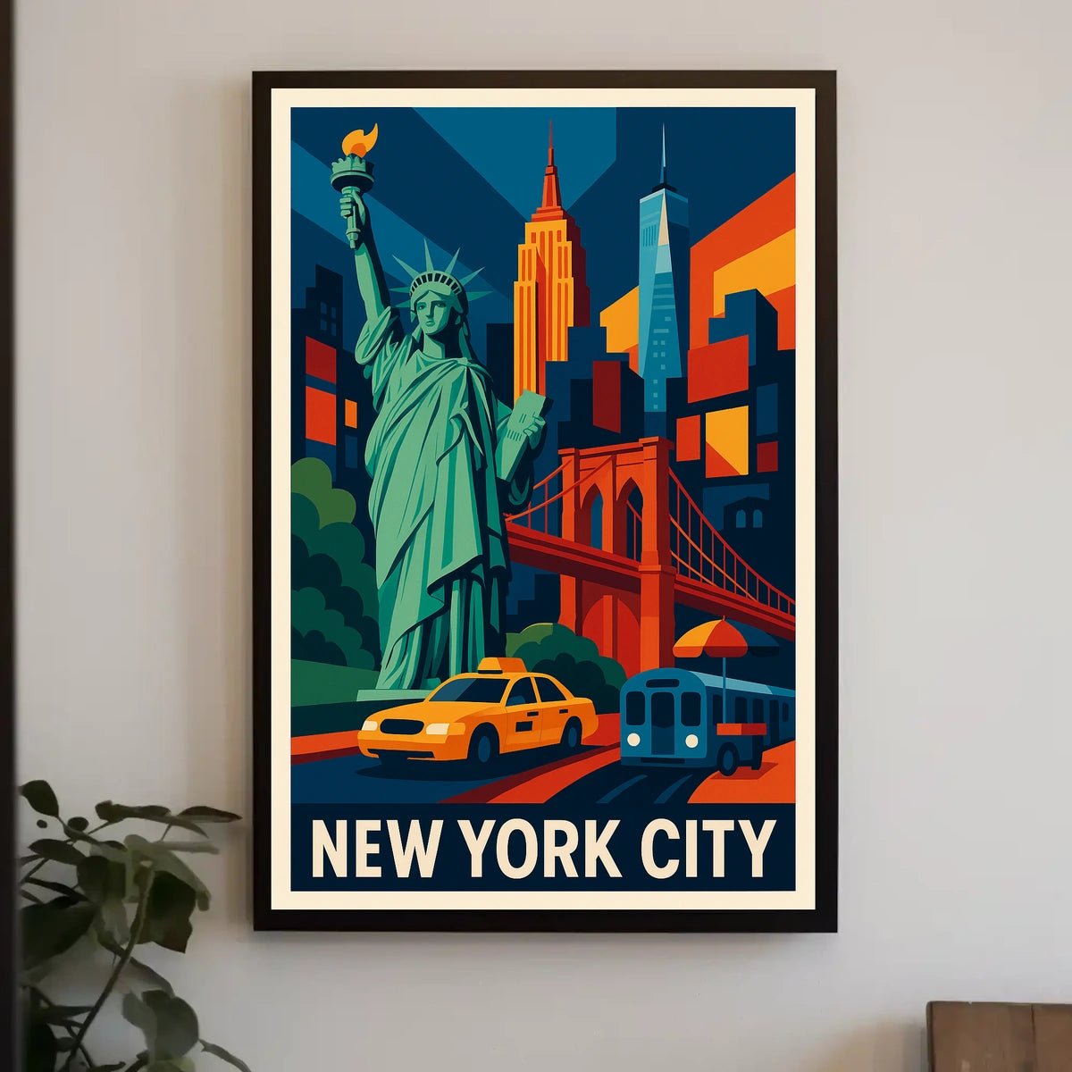 Iconic New York City Poster Vibrant Landmark Artwork Lovers