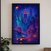 New York City Nightlife Poster Abstract Cityscape Wall Art