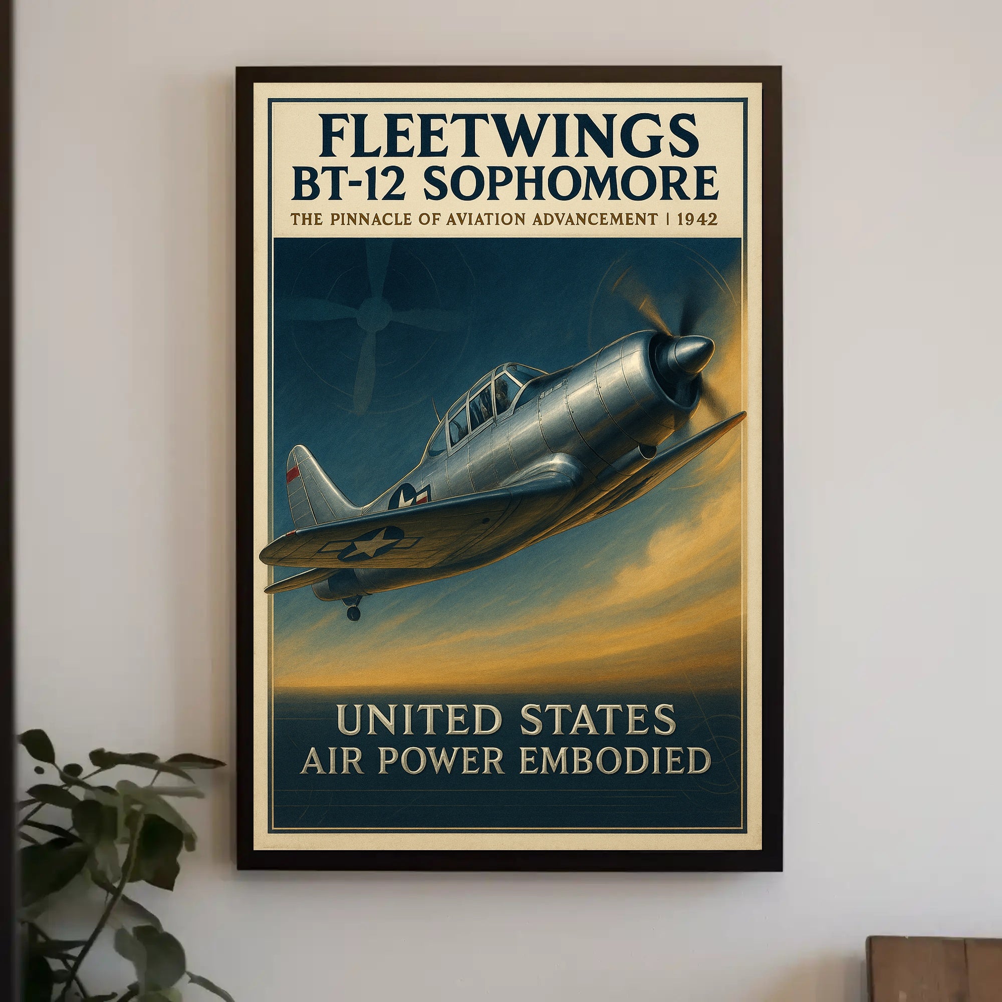 Fleetwings BT12 Sophomore Vintage Aviation Poster