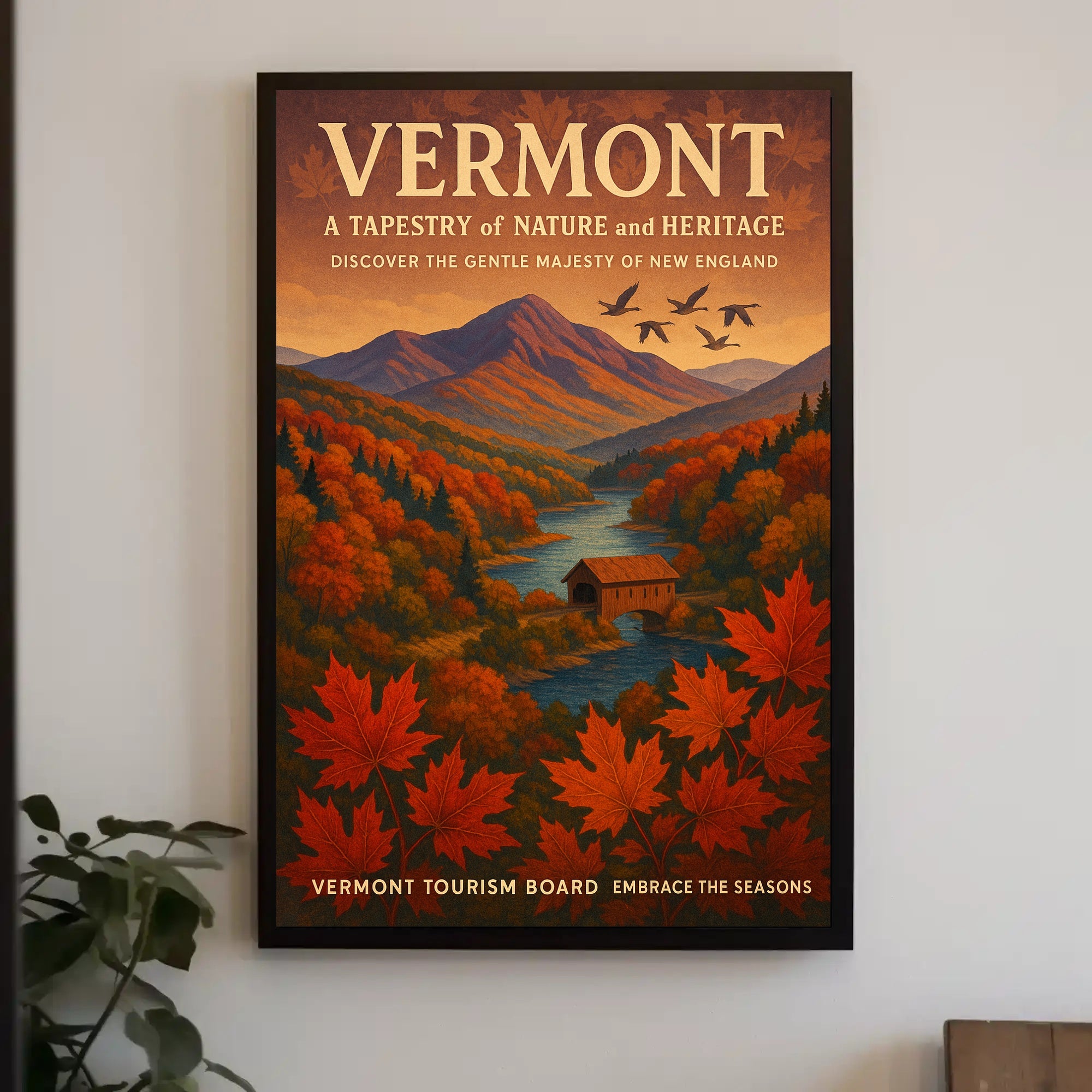 Vermont Scenic Wall Art Poster Vintage Travel Print